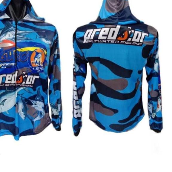 ➣ Jersey Mancing Hoodie Lengan Panjang / Kaos Mancing Tudung / Baju Mancing Mania Jersey Pakaian Pri