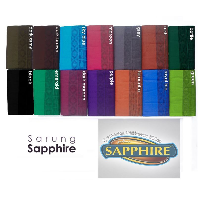 Sarung Sapphire Hitam Polos Tumpal Putih SPESIAL (HTPL)