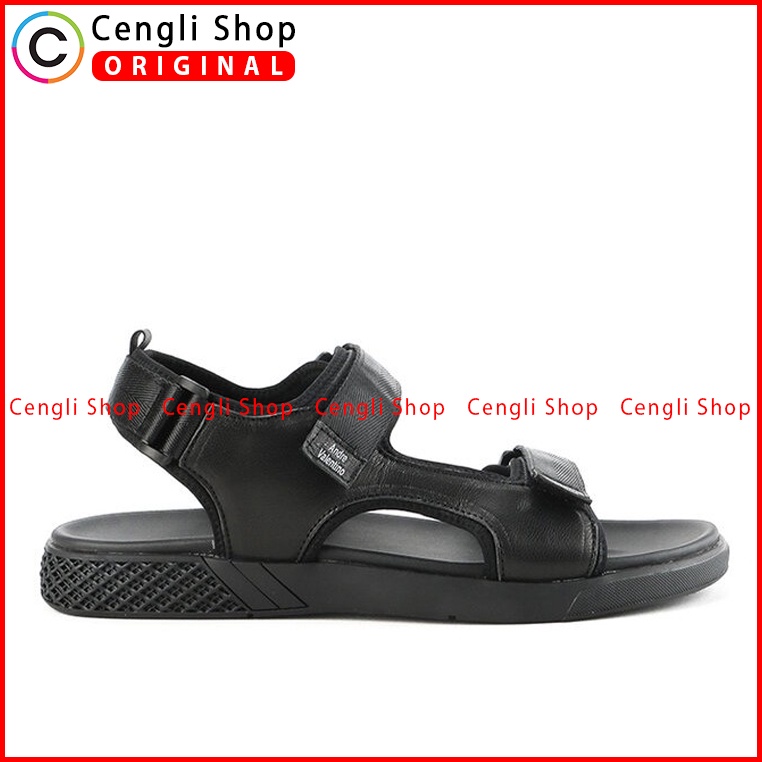 SANDAL SLIDE KULIT ANDRE VALENTINO PRIA ORIGINAL SLINGBACK HITAM AVM26