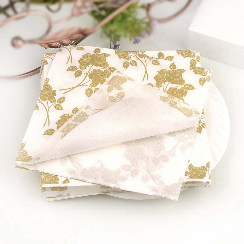 20 Sheets/Pack Gold Leaf Printed Paper Napkins Event &amp; Party Tissue Decoration Serviettes