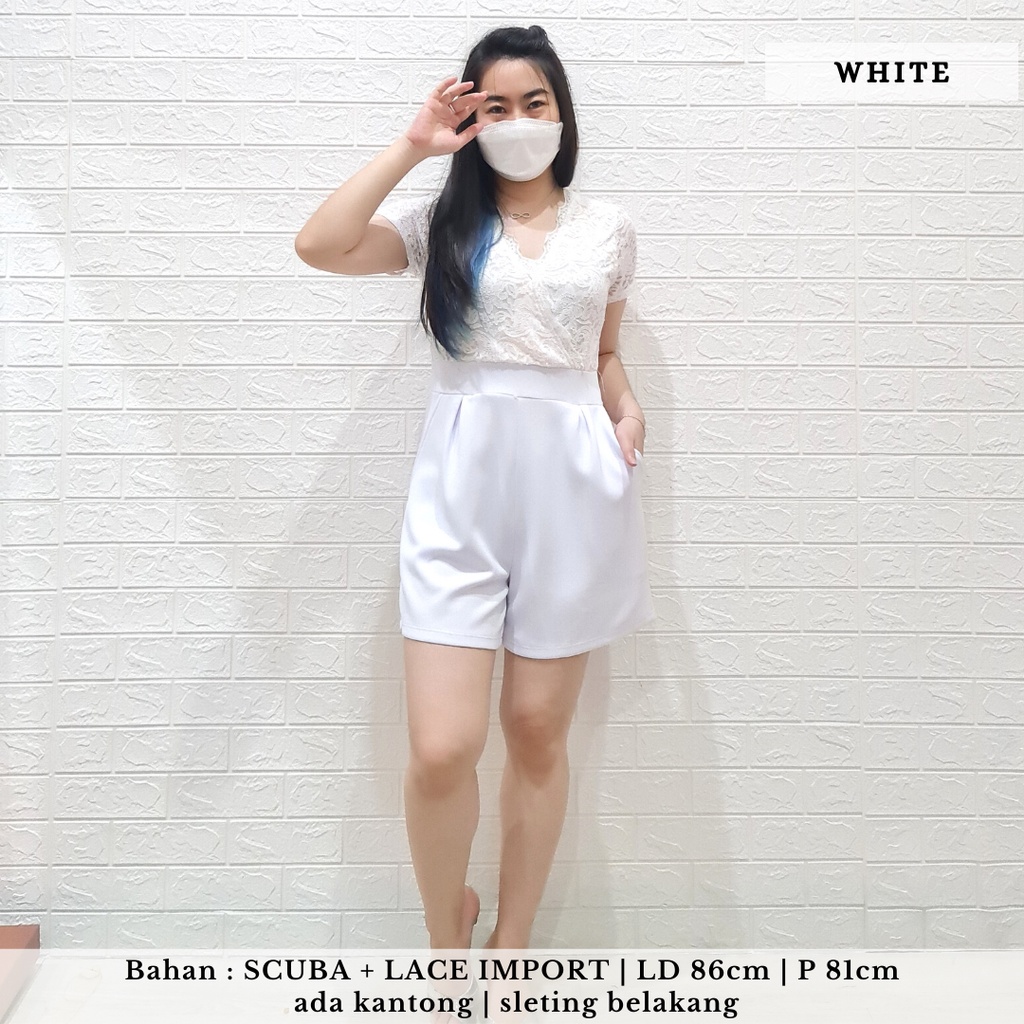 944 white short jumpsuit