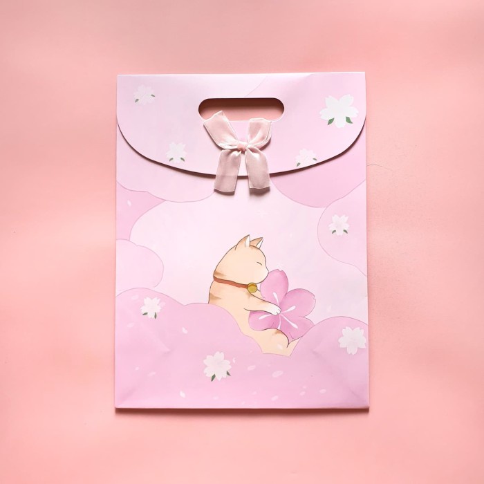 

Goody Bag | Paper Bag | Tas Kado Pink Sakura Kucing Size L Cute Cat
