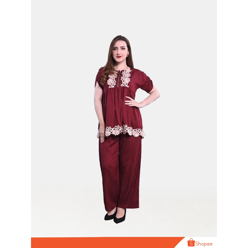 SETELAN DASTER ARAB KEKINIAN CASUAL RESLETING DEPAN BUSUI RENDA TEBAL BERKUALITAS BAJU TIDUR DASTER