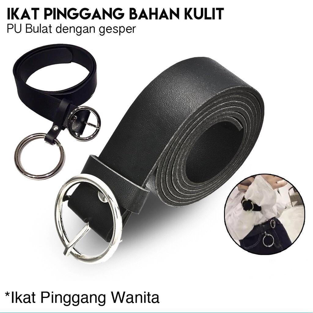 (COD) Ikat Pinggang Wanita Belt Gesper Metal Sabuk Wanita Kulit PU Ring Bulat MALLSHOPPING