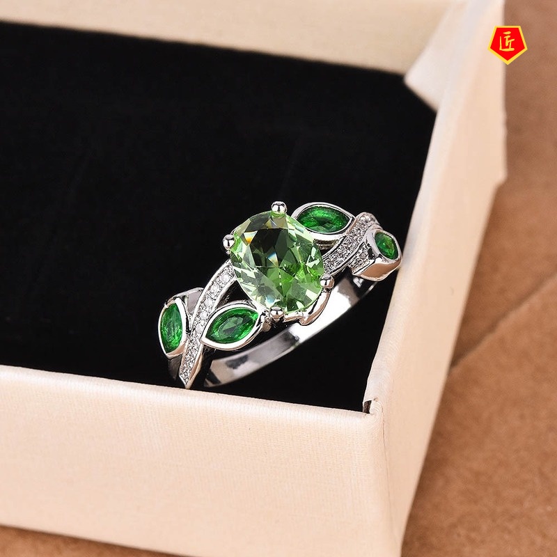 [Ready Stock]Inlaid Colorful Topaz Silver Ring Luxury Special-Interest Design