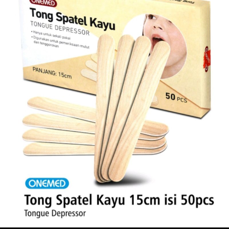 Tong Spatel Kayu Onemed  isi 50 pcs &amp; 100 pcs