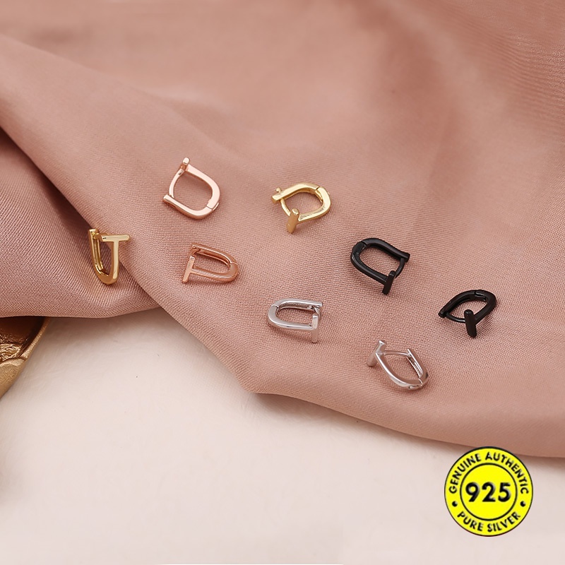 Anting Stud Bentuk T Geometris Bahan S925 Silver Gaya Korea