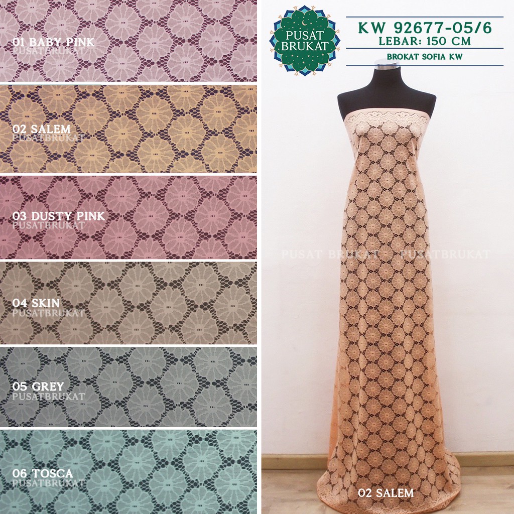 KAIN BRUKAT LACE KEBAYA METERAN / BROKAT MALIKA MOTIF BUNGA SOFIA / - KW 92677 [harga per 0.5m]