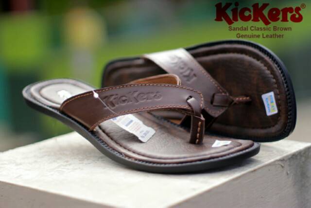 SANDAL KULIT PRIA KICKERS BLACK BROWN TAN KULIT SAPI ASLI