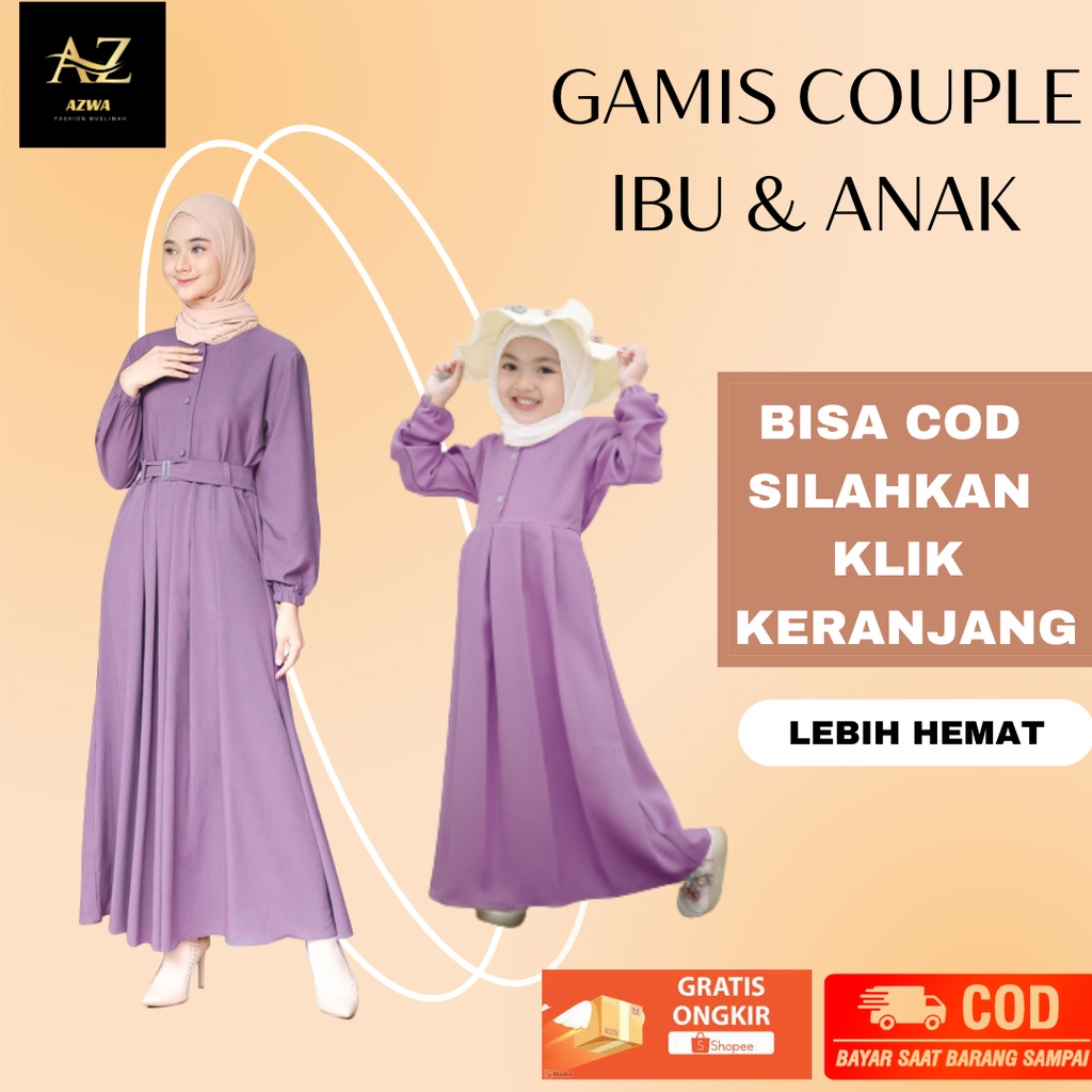 BAJU GAMIS JUBAH BUSANA MUSLIM WANITA PEREMPUAN CEWEK REMAJA IBU DAN ANAK COUPLE POLOS TREND KEKINIA