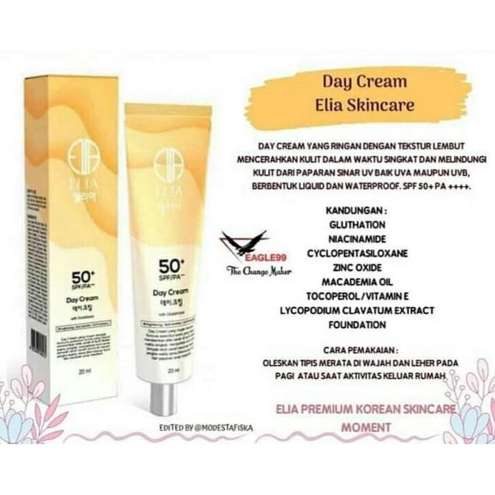 Day Cream Krim Crem Siang Elia Justmine Jasmine Beauty Skincare Scincare Skinker Glowing Whitening P