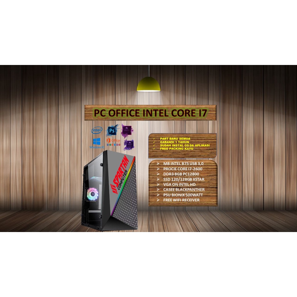 PC RAKITAN INTEL CORE I7 CPU OFFICE COMPUTER ADMIN EDITING GRAFIS