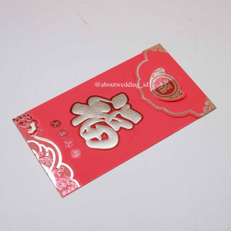 

Angpao isi 2 Hok Fu Fuk Jumbo kait depan hong bao wedding imlek