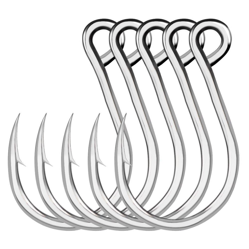 SOLIGHTER 20Pcs Durable Fish Bait Perforated Fly Fishhooks Fishing Hooks Barbed Sharp High Carbon Steel 6#-11/0# FishHook