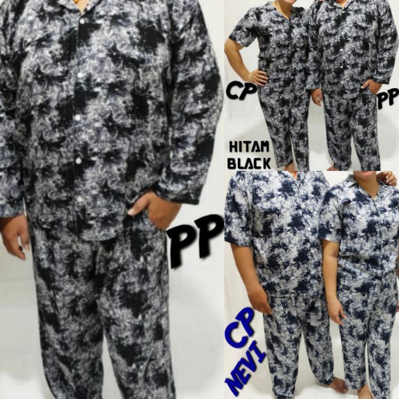 ONE SET PIYAMA RAYON LD 140 SETELAN CELANA PANJANG BAJU TIDUR RAYON LENGAN PENDEK PRIA WANITA