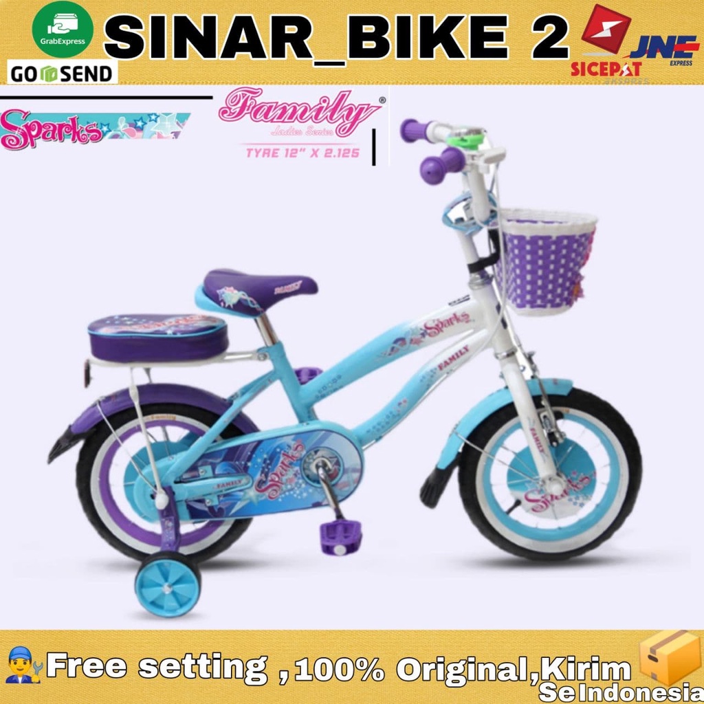 Sepeda Anak Perempuan Remaja FAMILY SPARKS 12 16 18 &amp; 20 Inch Keranjang