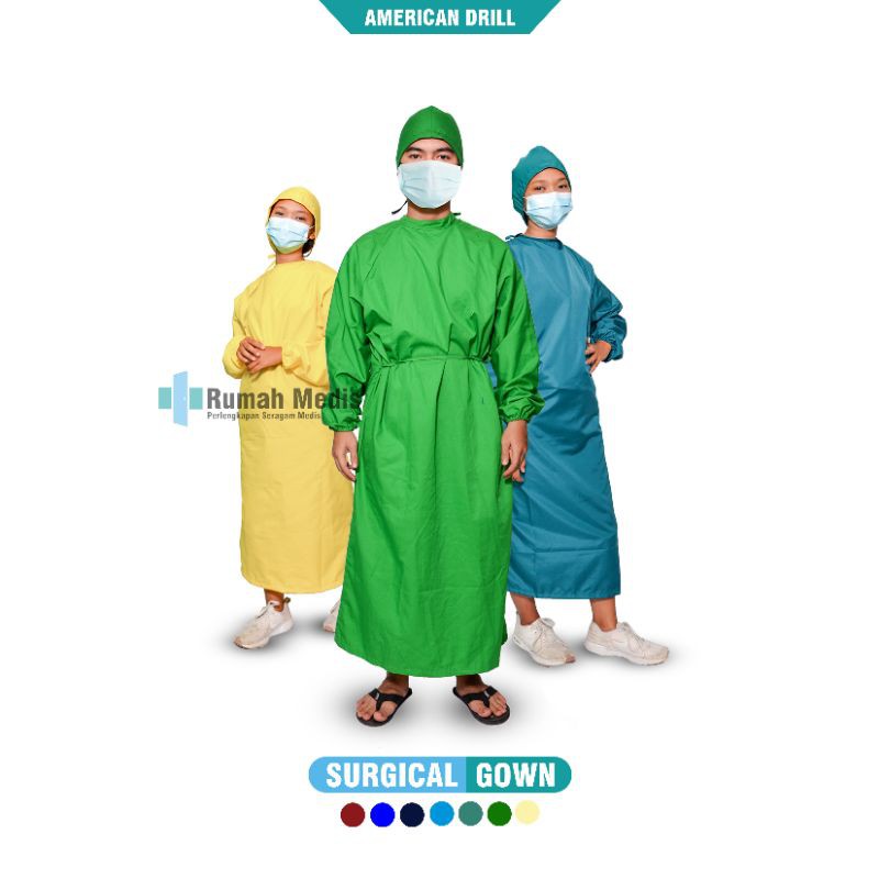Surgical gown american drill / apd gown medis / APD GOWN SURGICAL TERMURAH/ JUBAH MEDIS DRILL