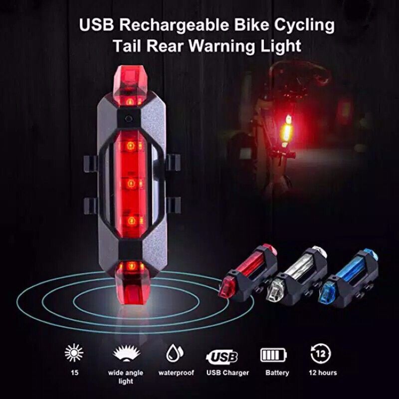 Lampu Belakang Sepedah Sepeda LED USB Port Murah Anti Air BS216