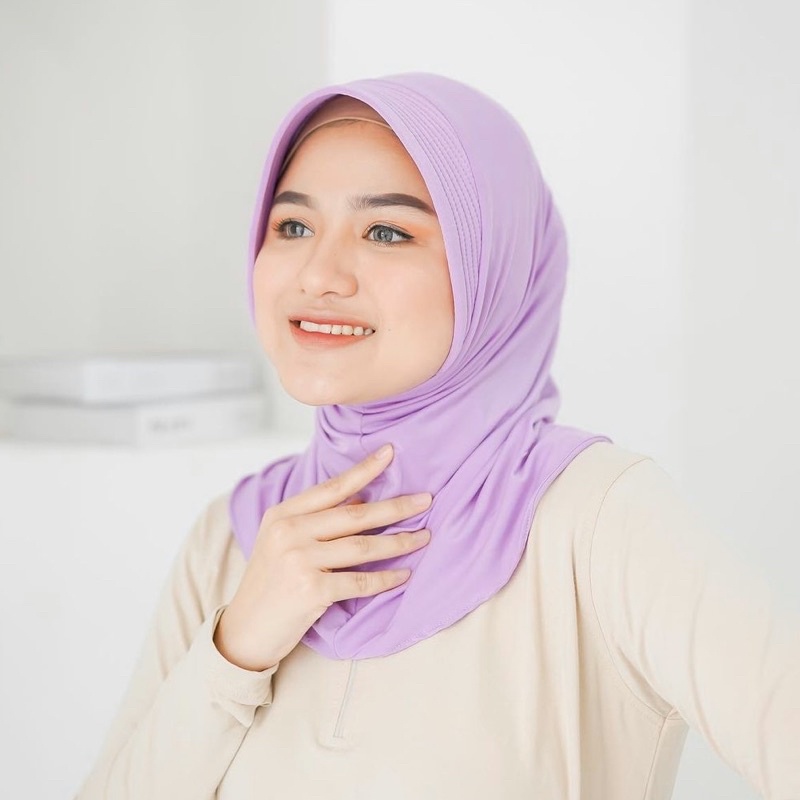 Jilbab Sport Murah /Jilbab Lycra Instan Jokowi / Bergo Sport-LILAC SPORT