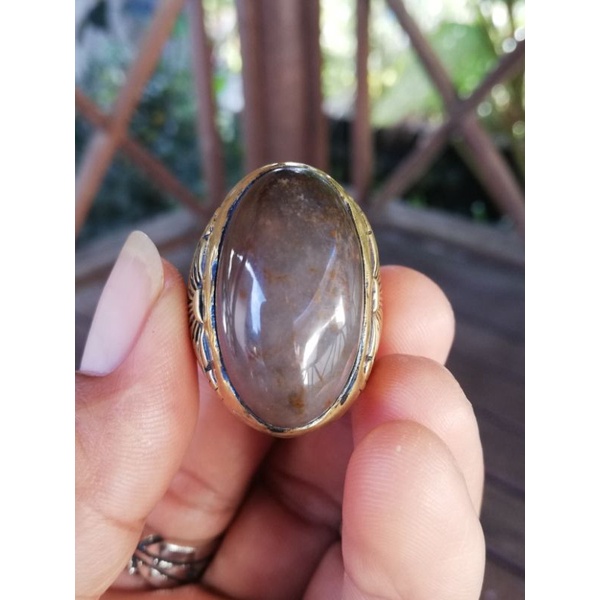 Natural cincin akik Pandan Lumut Coklat klasik