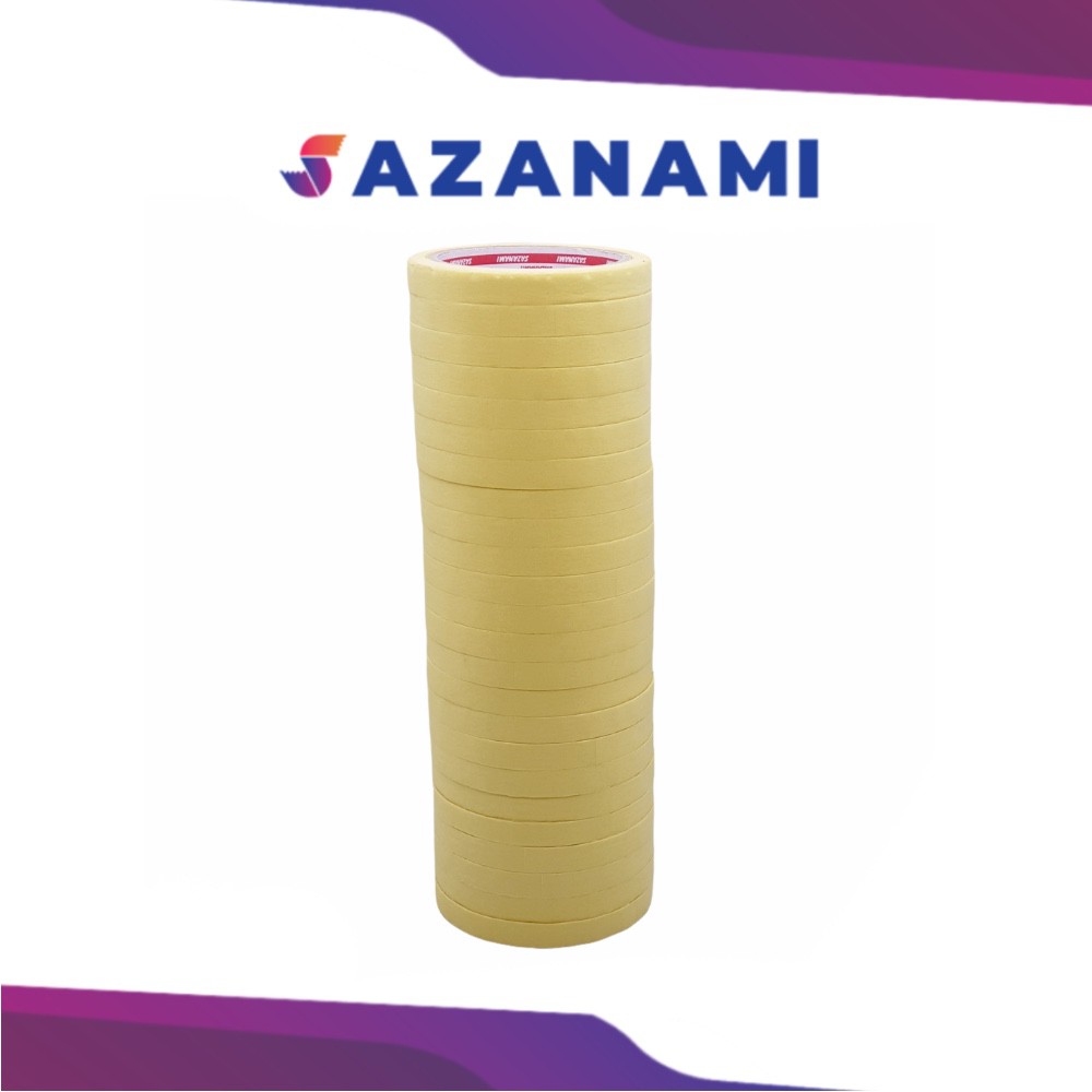 

gk 1 Pack Lakban Kertas Masking Tape 1/2" Inch 12mm x 21m Sazanami Isolasi