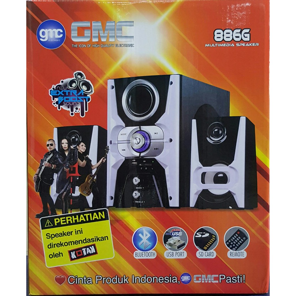 Speaker Aktif GMC 886G Bluetooth 2in1 Super Bass dengan Lampu LED Ikut Musik