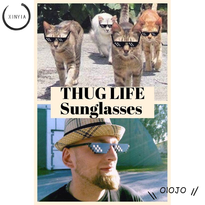 Kacamata Desgin Thug life Mosaic Sunglasses Kacamata Hitam Wanita/Pria Small Sunglasses