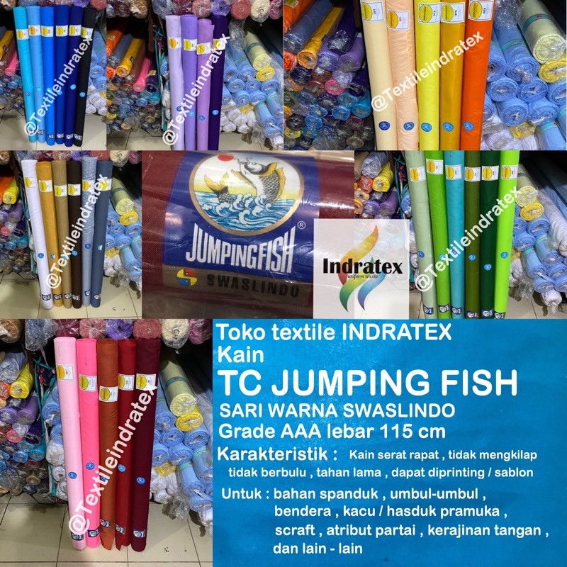 ( per 1 roll ) KAIN CRAFT SPANDUK DEKORASI BENDERA UMBUL UMBUL KERAJINAN TANGAN background foto backdrop dekorasi printing sublime kerajinan tangan slayer TC JUMPING FISH SARI WARNA Lebar 115 cm