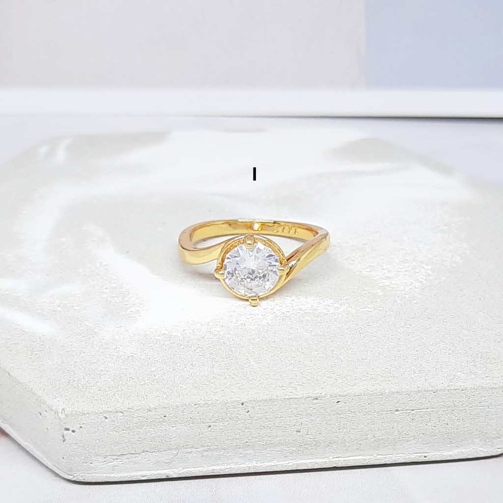 Cincin Xuping Premium Rangka Tumpuk Batu Putih Gold - BR454