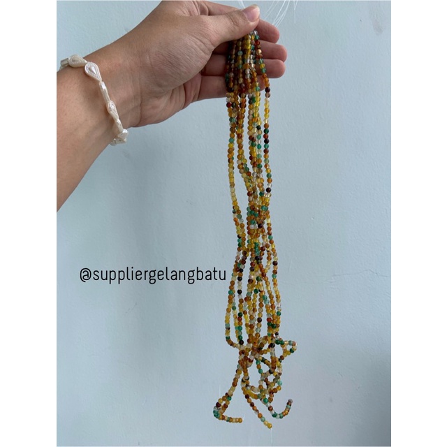bahan manau madu 4mm kuning cokelat hijau natural renceng batu alam
