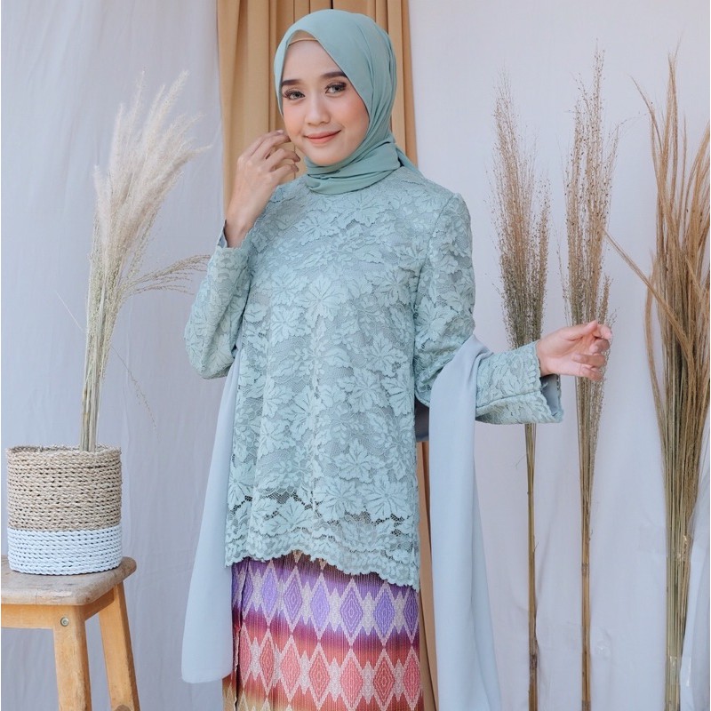 KEBAYA brokat LUBNA blouse 5 warna sasmaya hijab busui pesta lmaran wisuda kondangan