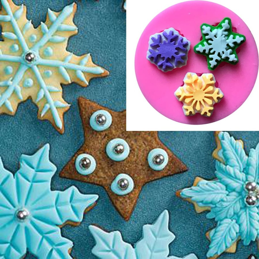 3D Silicon Mold Fondant Cake Decoration - 3 Shape of Snowflakes