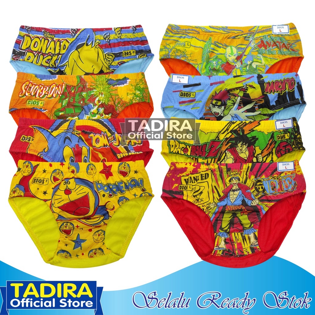 3 Pcs Celana Dalam Anak Laki Laki Motif Gambar Karakter Sempak Anak Usia 1-10 Tahun TADIRA