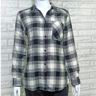 Jual White blouse with Black Plaid | kemeja wanita | Branded Blouse