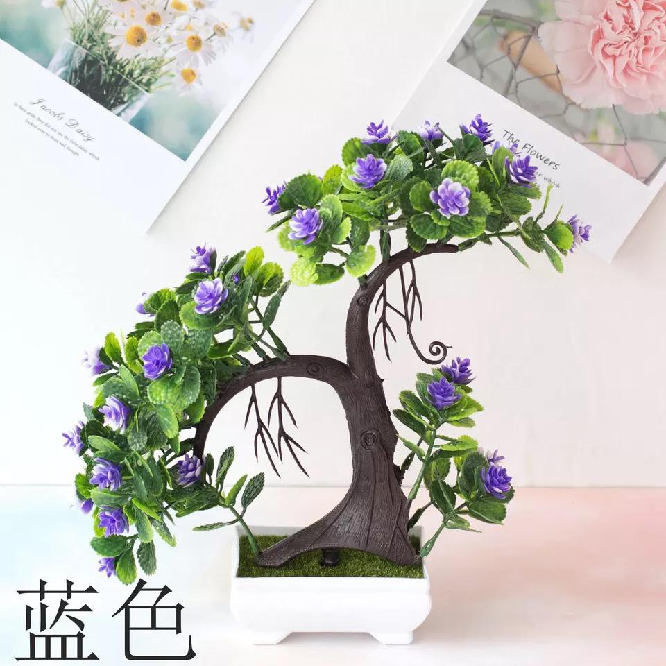 COD BUNGA PLASTIK BUNGA PAJANGAN IMITASI BUNGA ARTIFISIAL BUNGA BONSAI  TANAMAN HIAS PLASTIK BP8811-BIRU