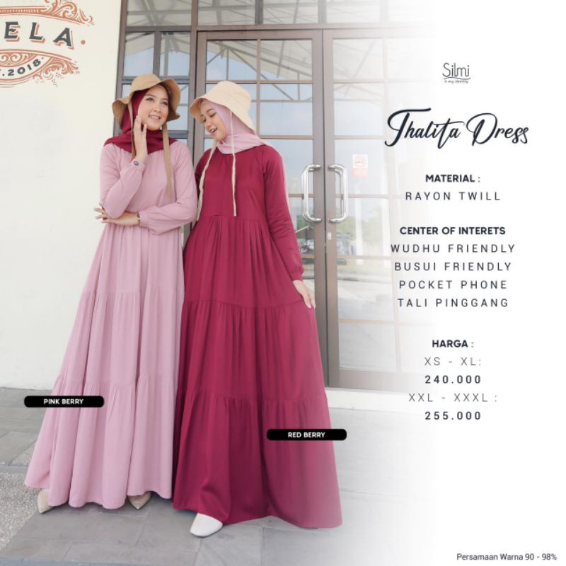 GAMIS KATUN RAYON WANITA THALITA ORIGINAL BY SILMI FASHION DRESS BAJU BUSANA MUSLIM BUSUI BAHAN COTT
