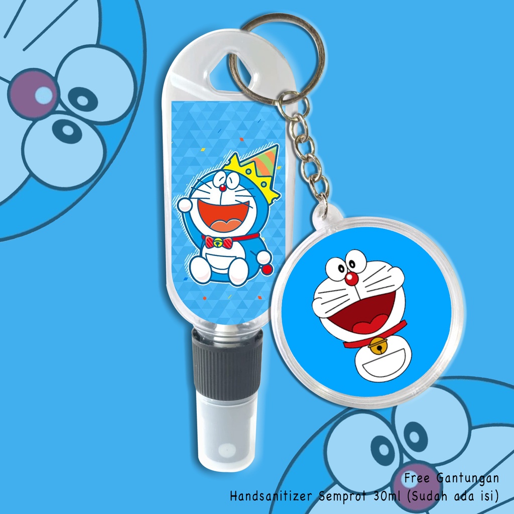 (FREE GANTUNGAN KUNCI) HAND SANITIZER SPRAY DORA EMON CUTE / FREE GANTUNGAN / PRAKTIS / CARTOON