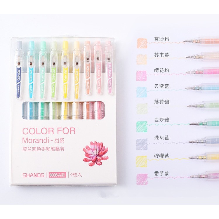 

Kawaii 9-Color Morandi Student Gel Pen for Hand Account Painting- Sweet