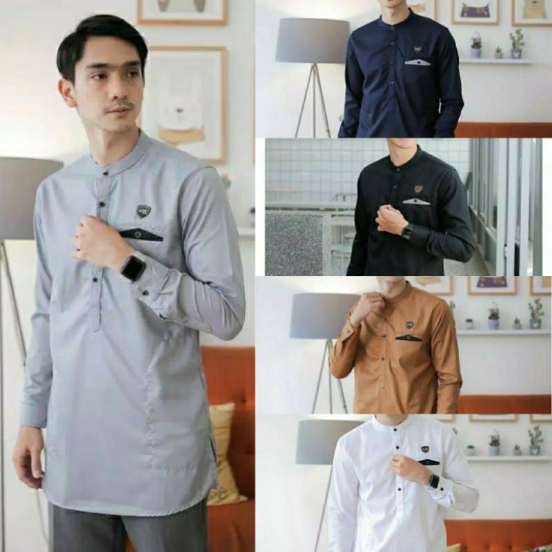 Kurta Pakistan Pocket Ori MARAJO kancing Polos Lis Songket  Pria Remaja Dewasa Simple Baru