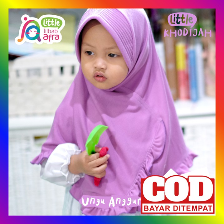Jilbab Instan Anak Perempuan 2 Tahun Bahan Kaos Adem Warna Ungu Anggur Jilbab Afra Little Khodijah