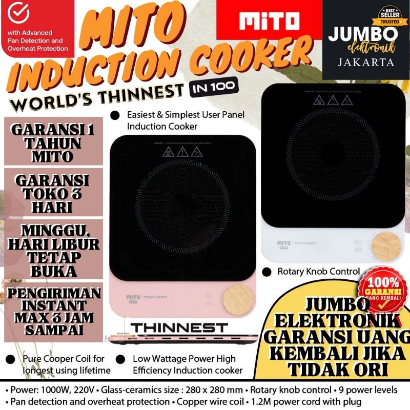 [GARANSI MITO 1 TAHUN] Kompor Listrik Mito IN 100 Thinnest Garansi Resmi Original Mito Induction Coo