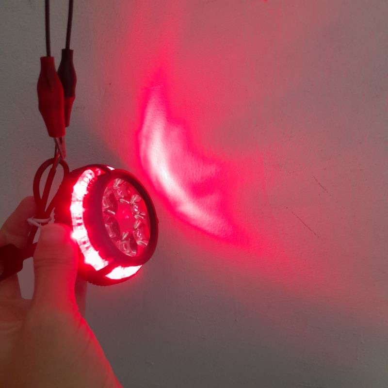 lampu tembak sorot brecket spion led 6 mata angel eye biru merah 5 mode universal