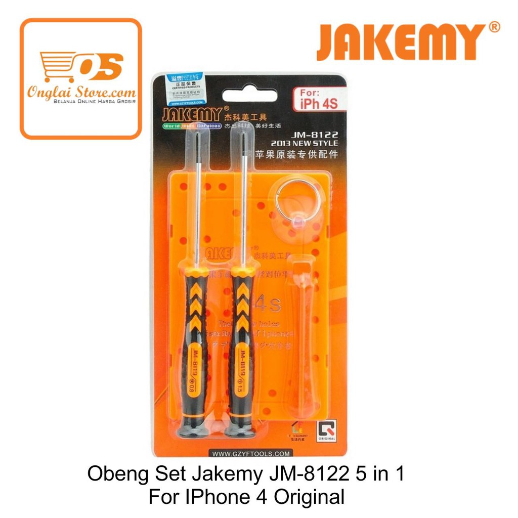 Obeng Set Hp Iphone Jakemy JM-8122 5 IN 1 Screwdriver For Iphone 4 ORI