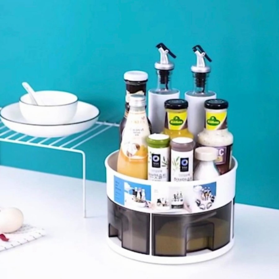 Wadah Tempat Bumbu Dapur 360 Derajat Putar 2 Susun