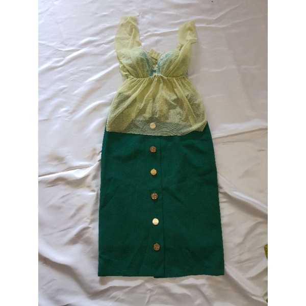 PRELOVED / SECOND / 2ND rok span hijau green & bra lingerie wanita
