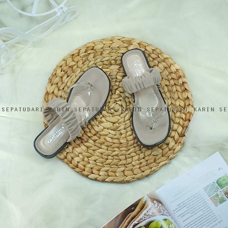 Sepatudari Karin Real PIc Sandal flat wanita Model Jepit KR SDF0044