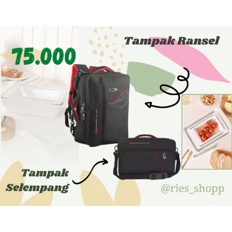 TAS LAPTOP POLO MULTIFUNGSI KUAT FREE RAINCOVER BISA RANSEL/SELEMPANG