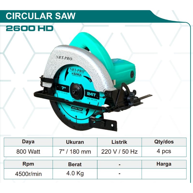 MESIN CIRCULAR SAW 7&quot; NRT-PRO 2600HD