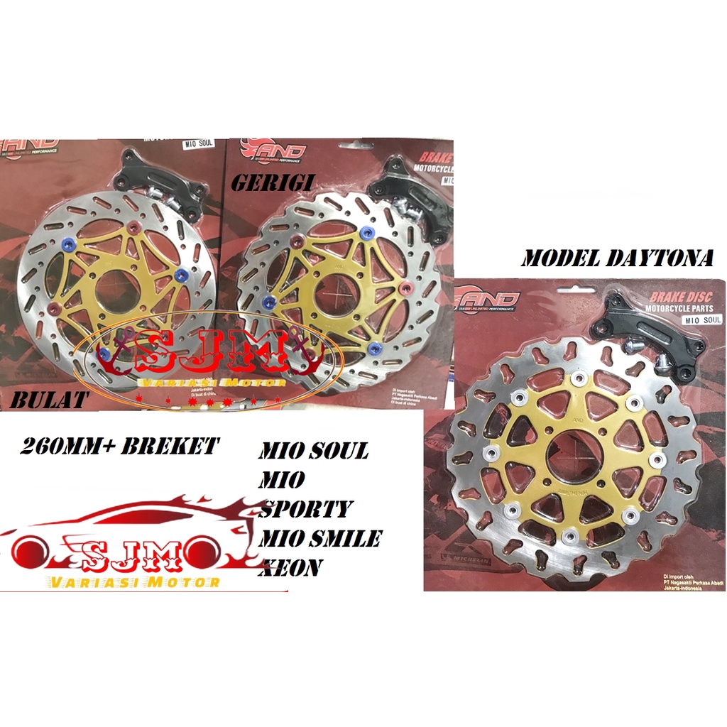 PIRINGAN LEBAR 260MM MIO SPORTY-MIO SOUL-MIO SMILE-XEON RC-XRIDE 115 CAKRAM LEBAR 260MM 200MM MOITID DAYTONA BULAT GERIGI CAKRAM PLUS BREKET UKURAN BESAR