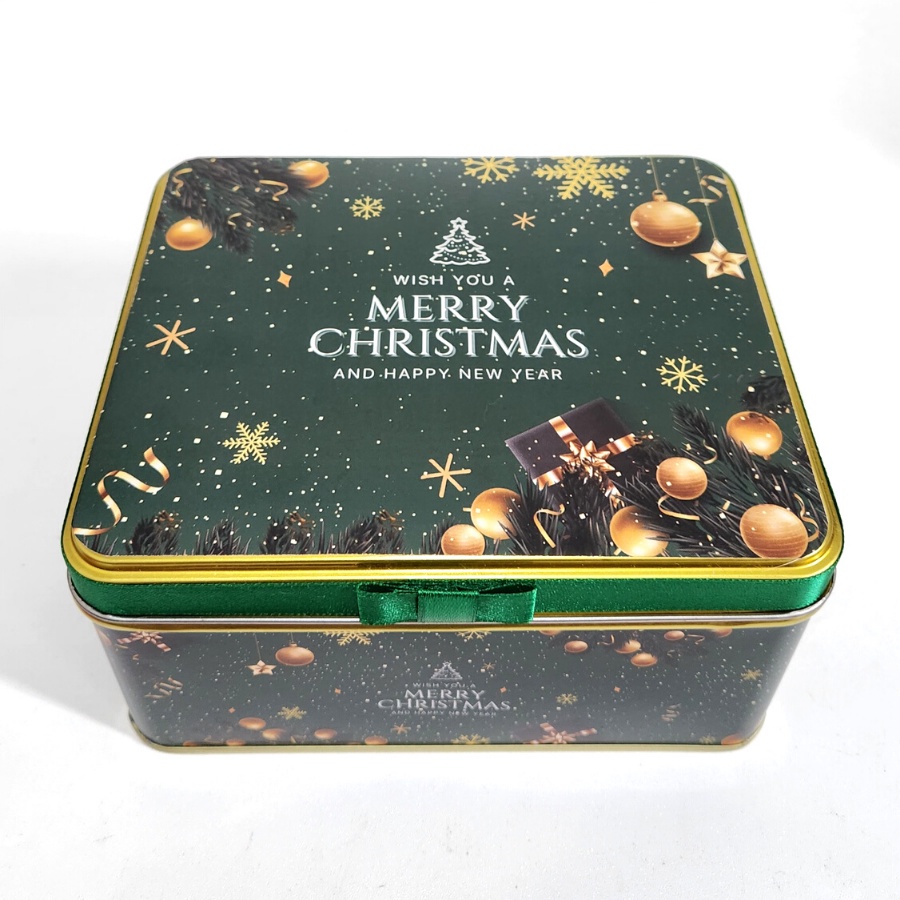 

Kaleng Natal Box Christmas 17x14x8 cm Kotak Hampers Natal Hijau Souvenir Kue Kering Hapunni